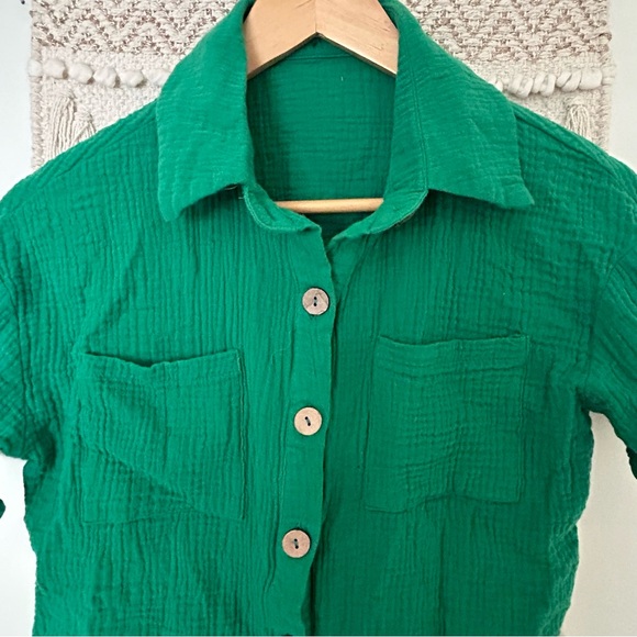 Crinkle cuffed sleeve button up - Picture 7 of 7